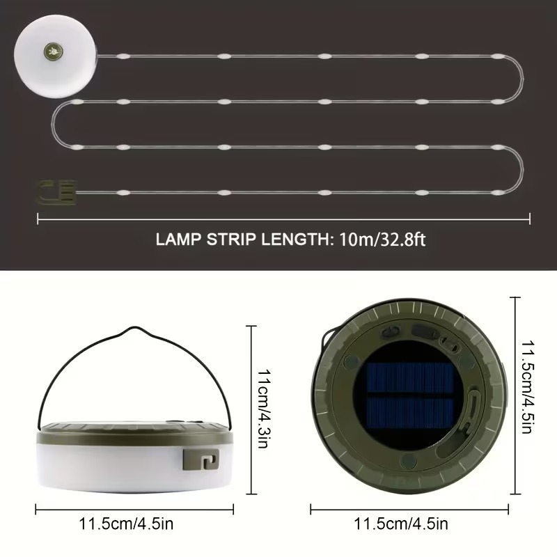 Solar Camping Lantern with 10m String Lights